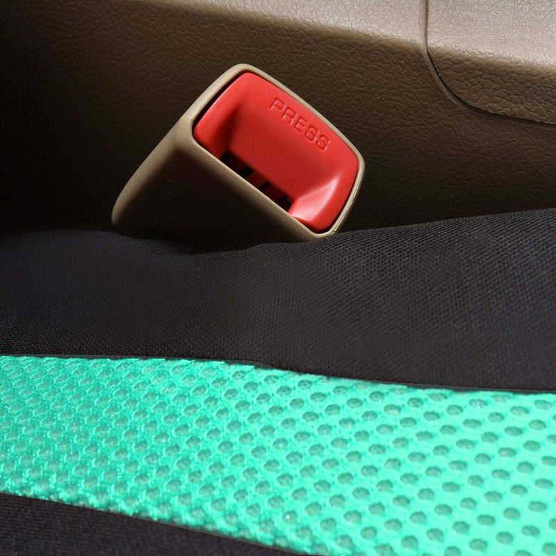 Flying Banner Car Seat Covers 2 Front Seats Mesh Fabric Splicing Polyester Cover Black with Green Color - Image 5